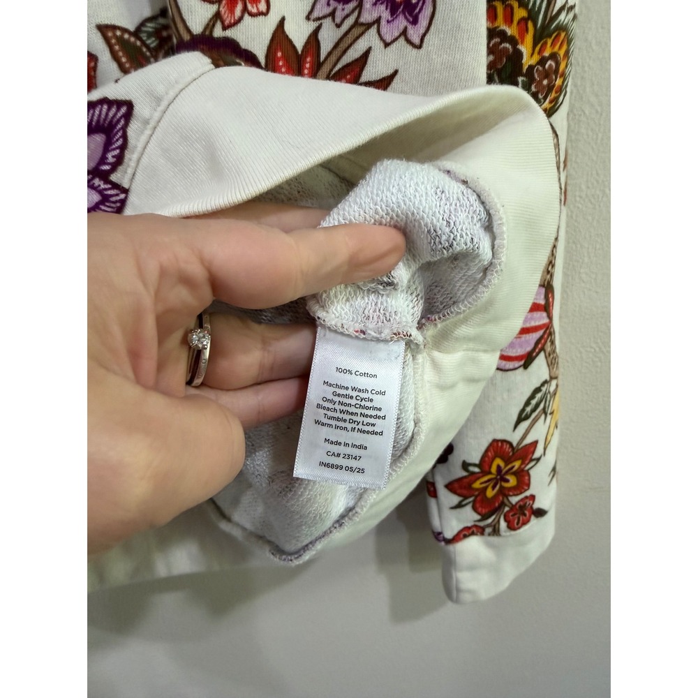Talbots Blooming Jacobean Floral Crewneck Sweatshirt Ivory Red Orange Medium - Picture 4 of 6